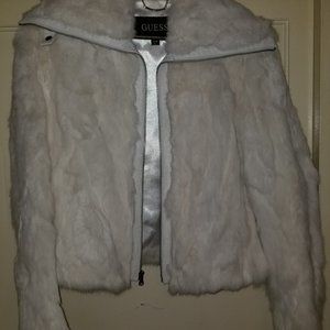 GUESS WHITE RABBIT FUR WOMAN'S COAT